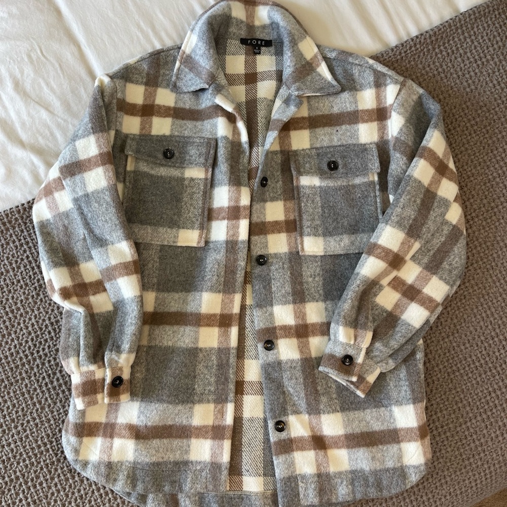 Oversized Wool Plaid Jacket